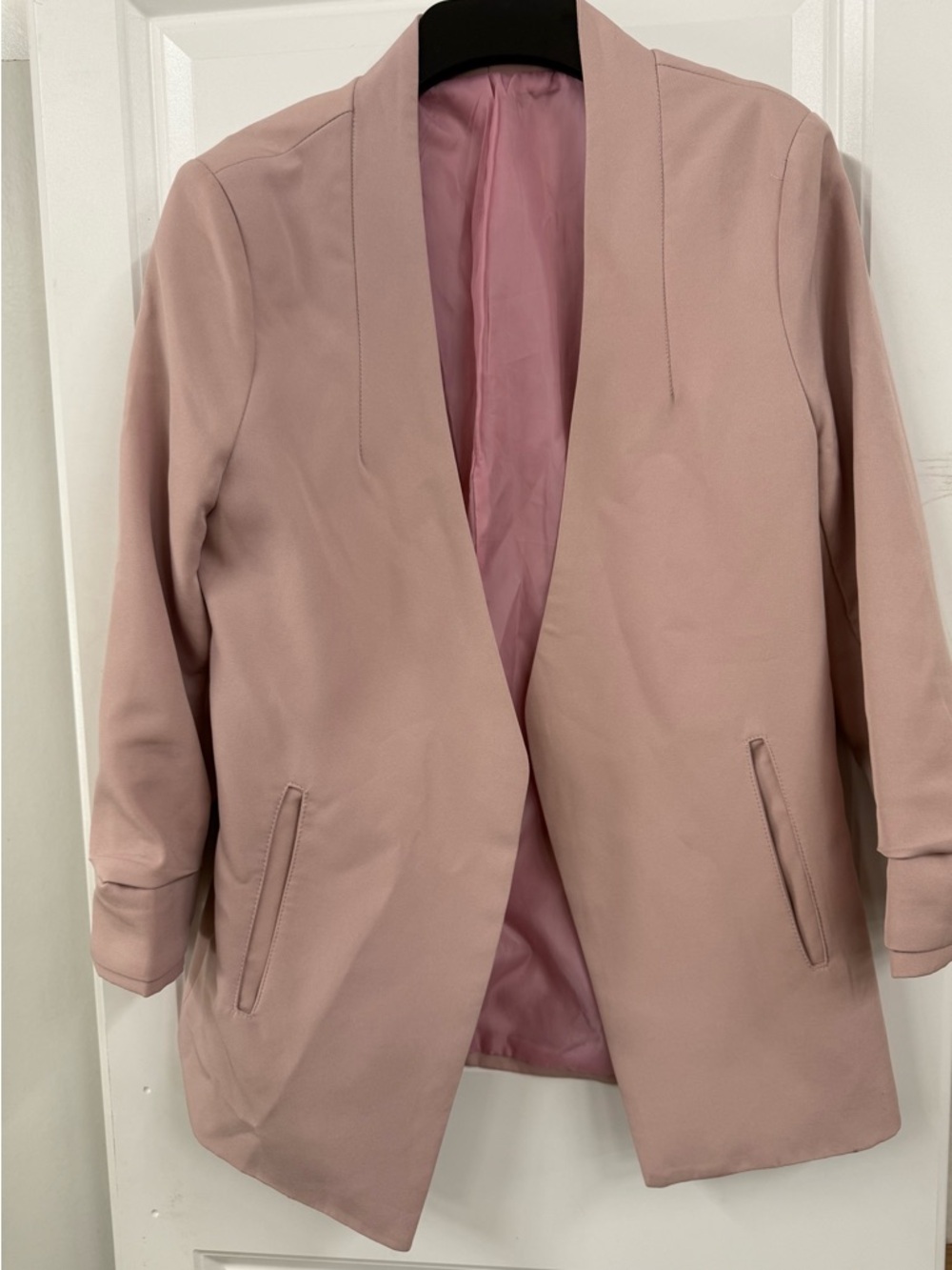 Women’s Blush Pink Open-Front Coat